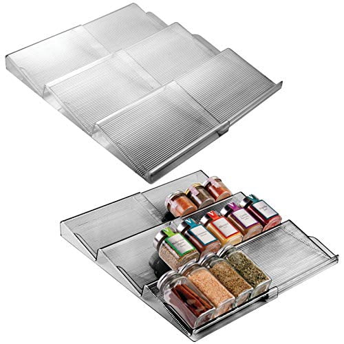 mDesign Adjustable, Expandable Plastic Spice Rack, Drawer Organizer for