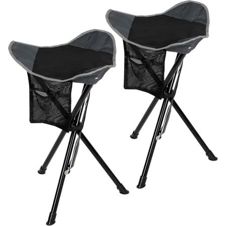REDCAMP 2 Pack 22.4IN Tall Folding Tripod Stools for Adults Lightweight Portable Camping Stools for Fishing Hunting Backpacking Traveling Black
