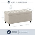 thumbnail image 2 of BELLEZE 35 Inch Storage Ottoman, Button-Tufted Ottoman Linen Storage Bench with Safety Close Hinge, Ottoman with Storage for Living Room, Entryway, Hallway, Foot Rest, Support 300lbs - Beige, 2 of 7