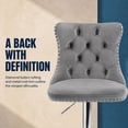 thumbnail image 5 of ODUSE-DAILY Gray Velvet Bar Stools Set of 2 - Adjustable Swivel Counter Height Chairs with Tufted Back and Nailhead Trim for Kitchen Island Pub Restaurant (2Pcs, Chrome Metal, Grey), 5 of 10