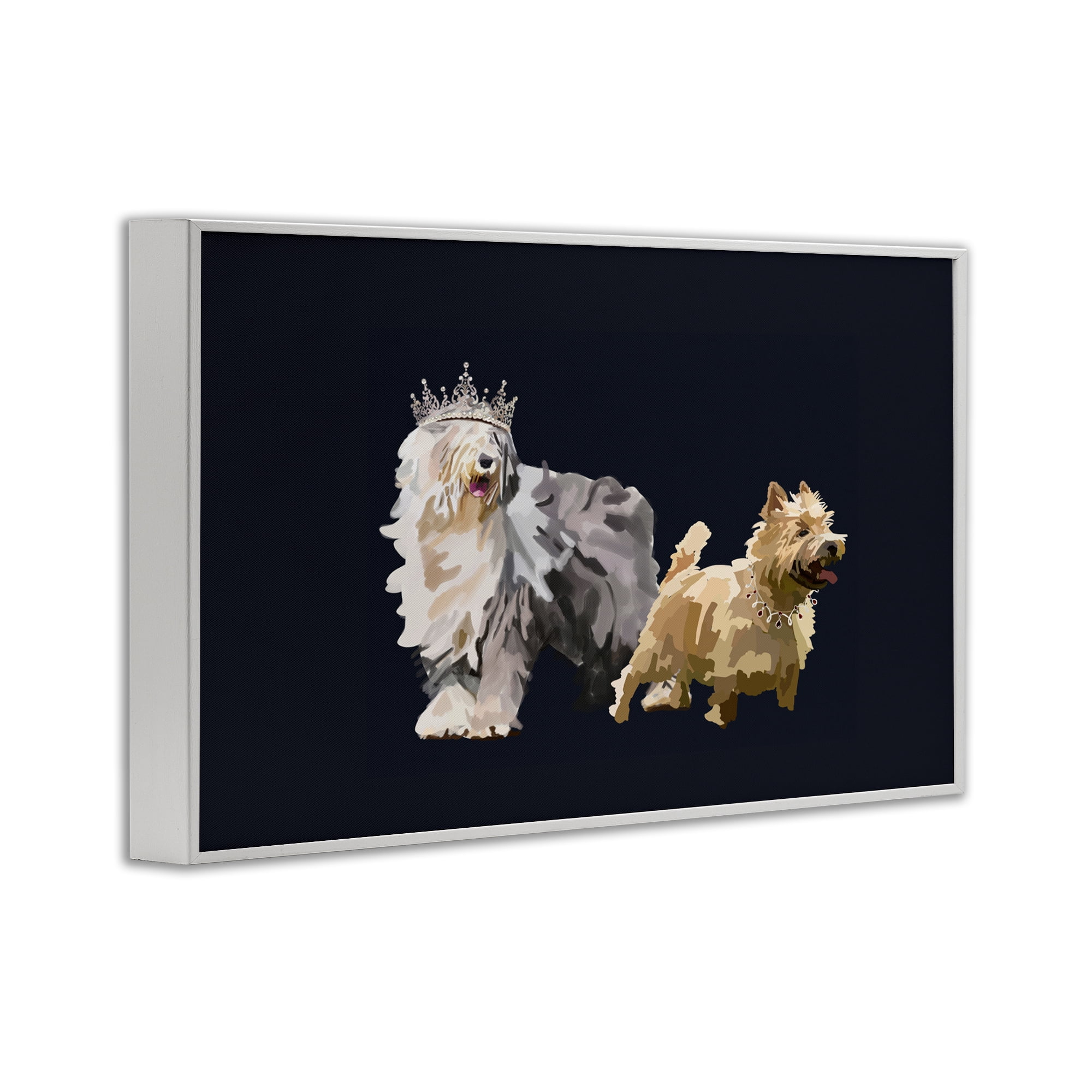 Stupell Industries Dog Duo with Crowns Animals & Insects Painting White Framed Art Print Wall Art, 24 x 16