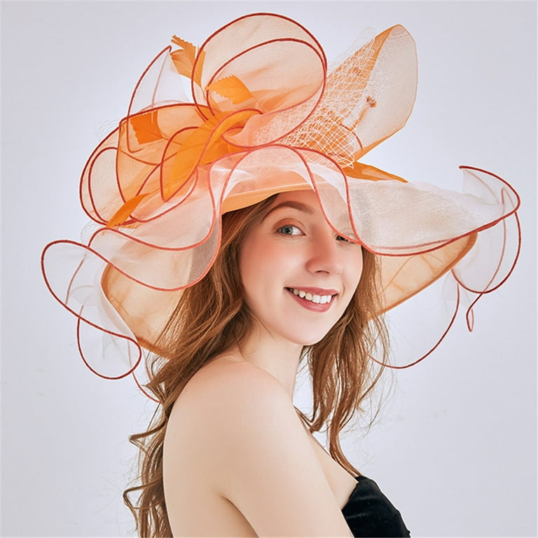 orange dress hats Kentucky Derby hat. Ivory hat. Orange hat. Royal Ascot hat. Couture hat.Designer hat. Fashion hat. Del mar races, Weddings, Royal Ascot