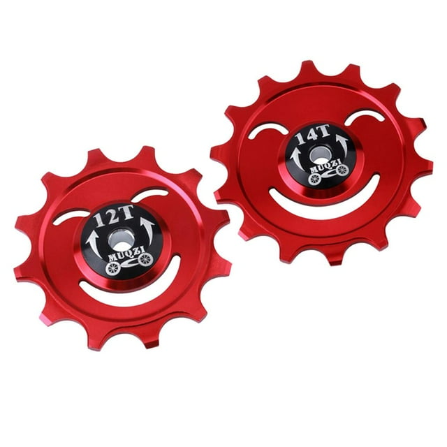 Guía de la polea del desviador trasero de la rueda jockey de aluminio 12T + 14T rojo kusrkot Rueda de cambio del desviador trasero