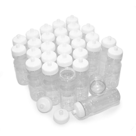 

Rolling Sands BPA-Free 24 Fluid Ounce Clear/White Sports Water Bottles Bulk 30 Pack Made in USA
