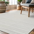 thumbnail image 2 of CAMILSON Modern Luxury Geometric Micro Loop Soft Stain Resistant Easy-Cleaning Non-Shedding Indoor Area Rug 5x7 White, 2 of 9
