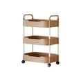 thumbnail image 2 of 3-Tier Rolling Storage Cart with Armrests | Kitchen Organizer, Bathroom Toiletries Cart, or Living Room Snack Stand | Plastic Utility Cart with Wheels for Home, Office, or Dorm, 2 of 6