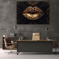thumbnail image 5 of Mudket Framed Gold Leopard Print Lips Canvas Wall Art, Trendy Leopard Print Wall Decor, Luxury Fashion Animal Wall Art Ready to Hang - 12"L x 8"W, 5 of 10