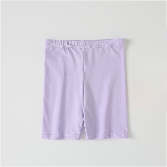 BRGZLK Girls Basic Dance Shorts Toddler Kids Solid Color Lightweight High-Waist Soft Cozy Cotton Short Leggings for Baby Girl Purple 3-4Y