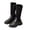 Black, variant on Girls Knee-High Boots with Bow, Side Zipper Long Winter Boots, Non- Sole Fashion Shoes for Kids 3-12Y