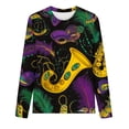 thumbnail image 2 of Craaazy Women's Fashion Crew Neck Long-Sleeve Mardi Gras Print Casual Pullover Tops Gifts, 2 of 4