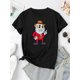 thumbnail image 2 of Camiseta con estampado de Papá Noel vaquero para mujer - Camiseta informal de manga corta con cuello redondo, mezcla de algodón suave, divertida camiseta de verano para vacaciones, blanca, para deport, 2 of 6