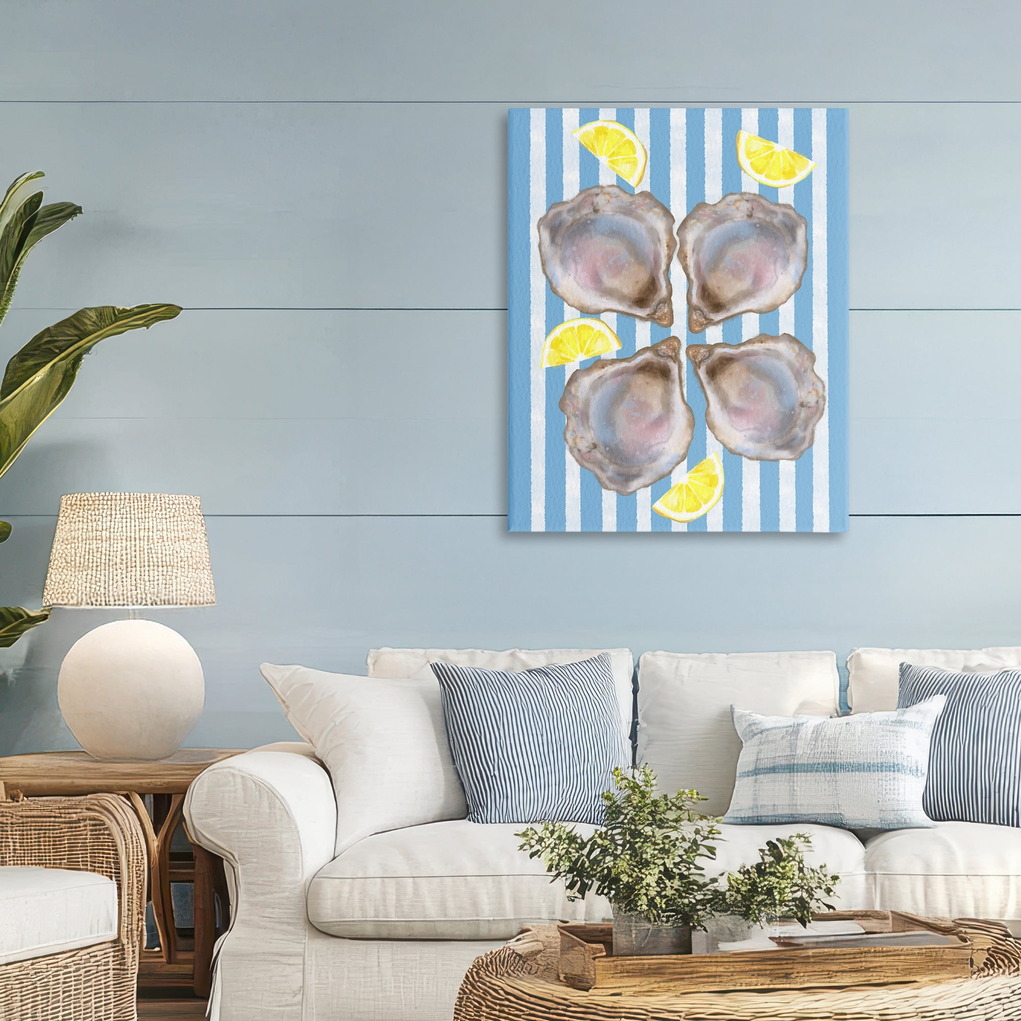 Stupell Industries Blue Stripe Oysters Canvas Wall Art, design by Matthew Piotrowicz