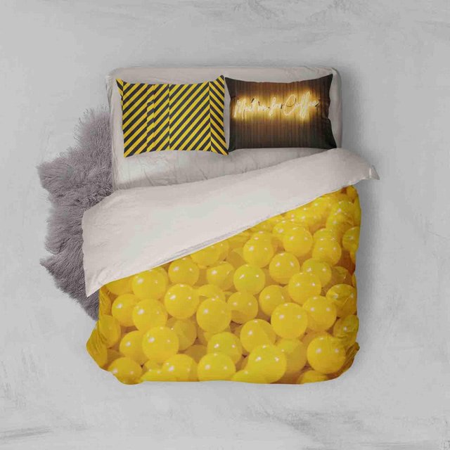 3D Yellow Ball Pattern Quilt Cover Set Bedding Set Pillowcases 121
