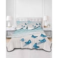 thumbnail image 3 of Blue Butterfly Coastal King Size Down Alternative Comforter, Lightweight Comforter Quilt Bedding Set with Pillow Shams Summer Beach Ocean Nautical All Seasons Bed Comforter Duvet Insert 96"x106", 3 of 7
