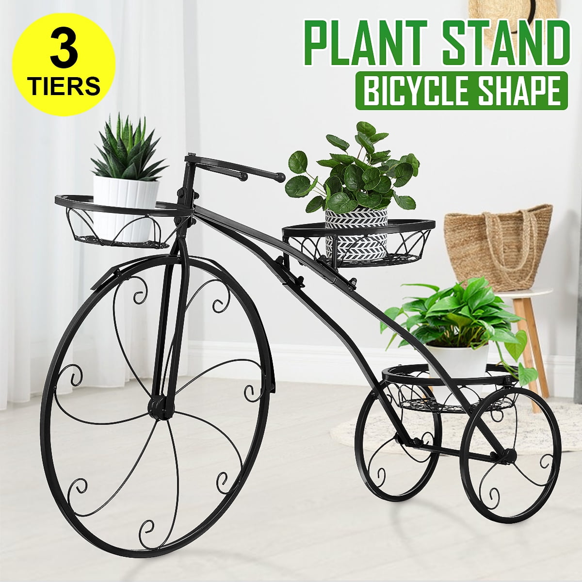 3Tier Tricycle Look Plant Stand Indoor Outdoor, Plant Display Flower