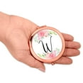 thumbnail image 3 of Koyal Wholesale Compact Mirror Bridesmaid's Wedding Gift, Rose Gold, Monogram Letter W, Peach and Pink Roses, 1-Pack, 3 of 5