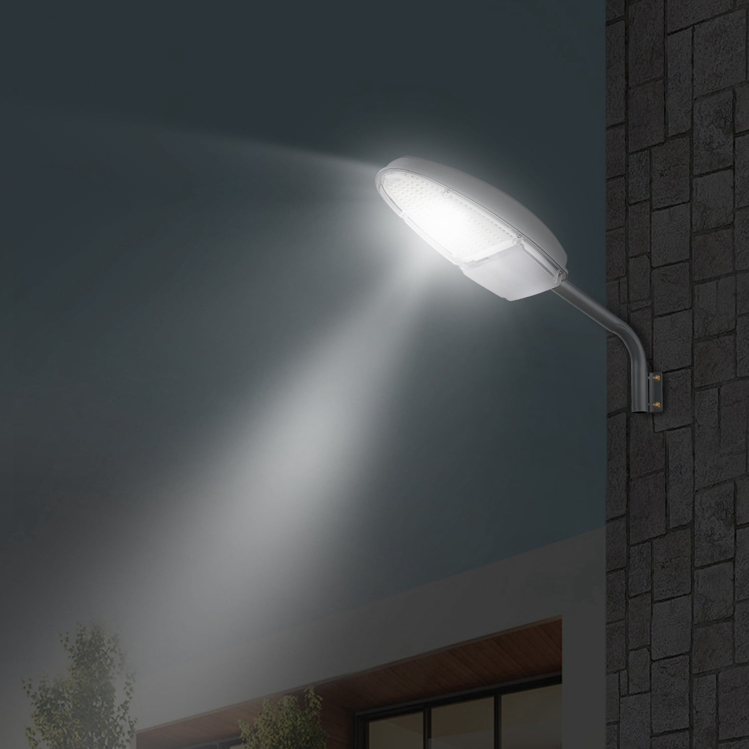 Imountek LED Street Light, IP65 Waterproof 144LEDs Street Flood Light Security Outdoor Lighting 120° Angle for Garage Garden Driveway