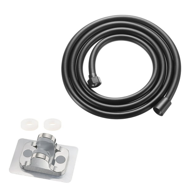 Manguera de ducha, manguera de ducha de 79" para reemplazo con soporte para cabezal de ducha para baño y limpieza de mascotas (negro)