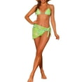 thumbnail image 2 of INSPIRAR CHIC Conjuntos de Bikini de 3 Piezas con Tie Dye para Mujeres, Trajes de Baño Halter de Triángulo con Sarong y Falda de Playa, Traje de Baño Talla X-Large Amarillo Verde, 2 of 5