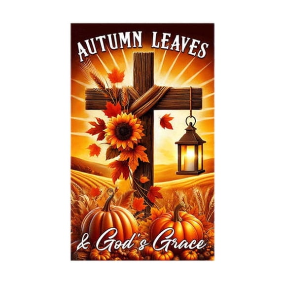 DefiDgd Fall Garden Flag,Pumpkin Sunflower Maple Leaves Fall Religious Outdoor Yard Double Sided Flag for Fall Thanksgiving Home Garden Lawn Porch Holiday Decor(A)