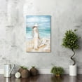 thumbnail image 3 of HFDF Coastal Wall Decor Beach Pictures: Beachy Woman with Umbrella Canvas Art Ocean Sea Lady Artwork Nautical Sailboat Painting for Living Room 16x24inch Framed, 3 of 6