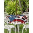 thumbnail image 2 of Outdoor Tablecloth with Umbrella Hole and Zipper, Valentine's Day Round Table Cloth 54 Inch Waterproof Tablecloth, Vintage Love Heart Romantic Roses Gnomes Picnic Table Cover for Patio Camping, 2 of 7