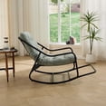 thumbnail image 4 of Outdoor Rocking Chair with Thick Cushion, Comfy Steel Frame Patio Rocker, Adjustable Swing for Living Room Reading Room, Black Frame, Light Green, 4 of 13