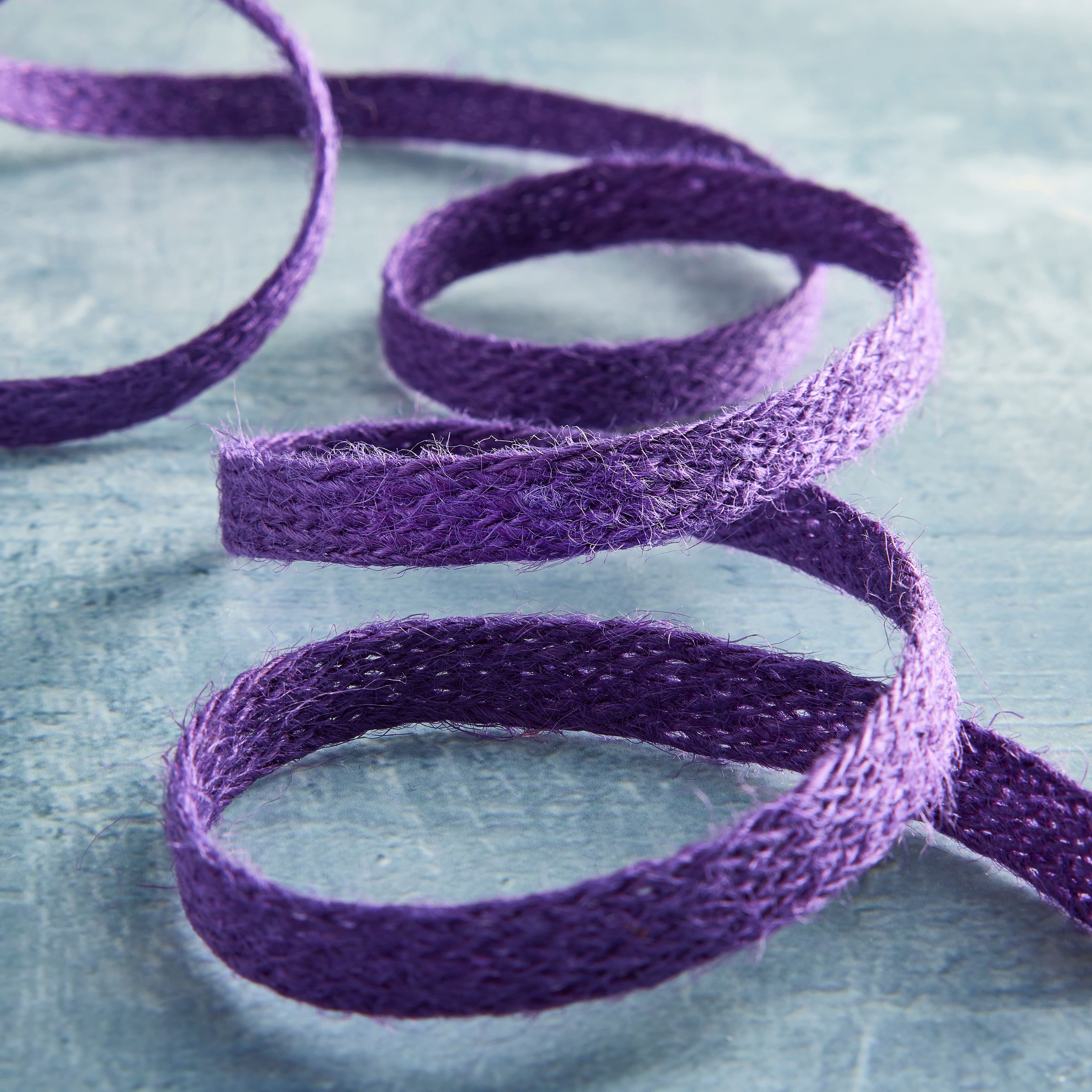 Celebrate It 7/16" x 7yd. Purple Jute Ribbon - Braided, Non-Wired, Ideal for Gift Wrapping, Baskets & Rustic Decor, 12 Pack