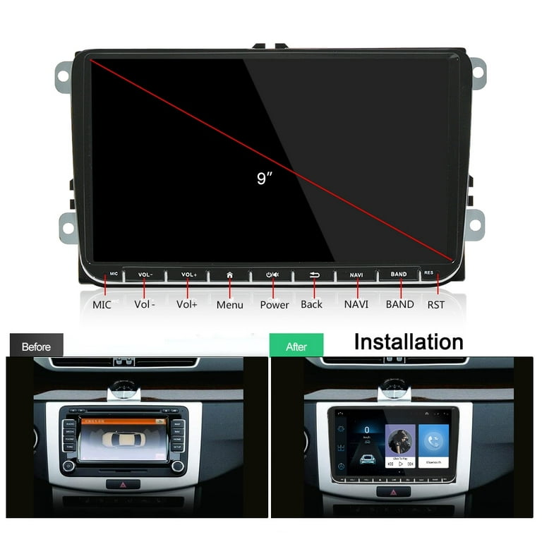 Autoradio avec GPS, carplay Android avec Lecteur Multimedia, Reseau 4G, 2  DIN, Ideal pour Volkswagen Passat