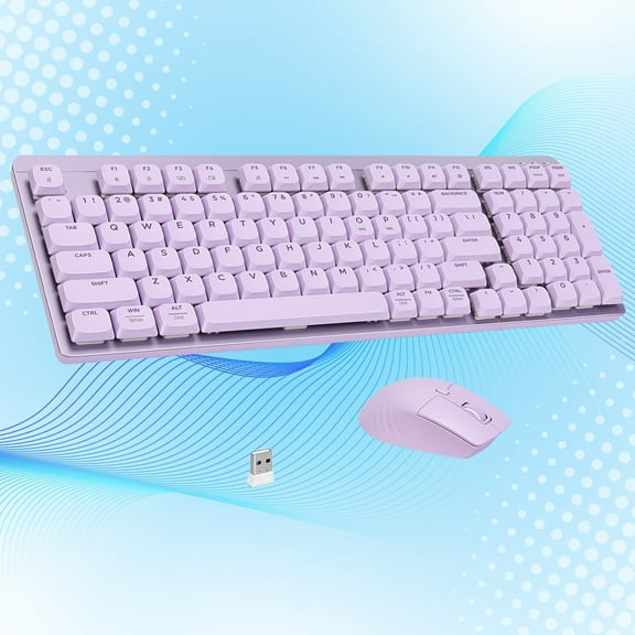 Wireless Mechanical Keyboard And Mouse, Low-Profile Red Switch, Semi-quiet And Comfort Typing, 98 Keys Mechanical Keyboard for PC Laptop