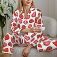 thumbnail image 6 of Yiaed Hand Drawn Strawberry Print Pajamas Women's Long Sleeve Sleepwear Soft Button Down Loungewear Pjs Lounge Set Nightwear Womens Pajama Pants-Large, 6 of 7