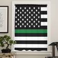 thumbnail image 4 of Thin Green White Line Semi Sheer Curtains Drapes for Living Room, Bedroom, French Doors Window 45 Inches Long, American Flag Star Rod Pocket Chiffon Curtain Drapery Voile Draperies Panel, 4 of 6
