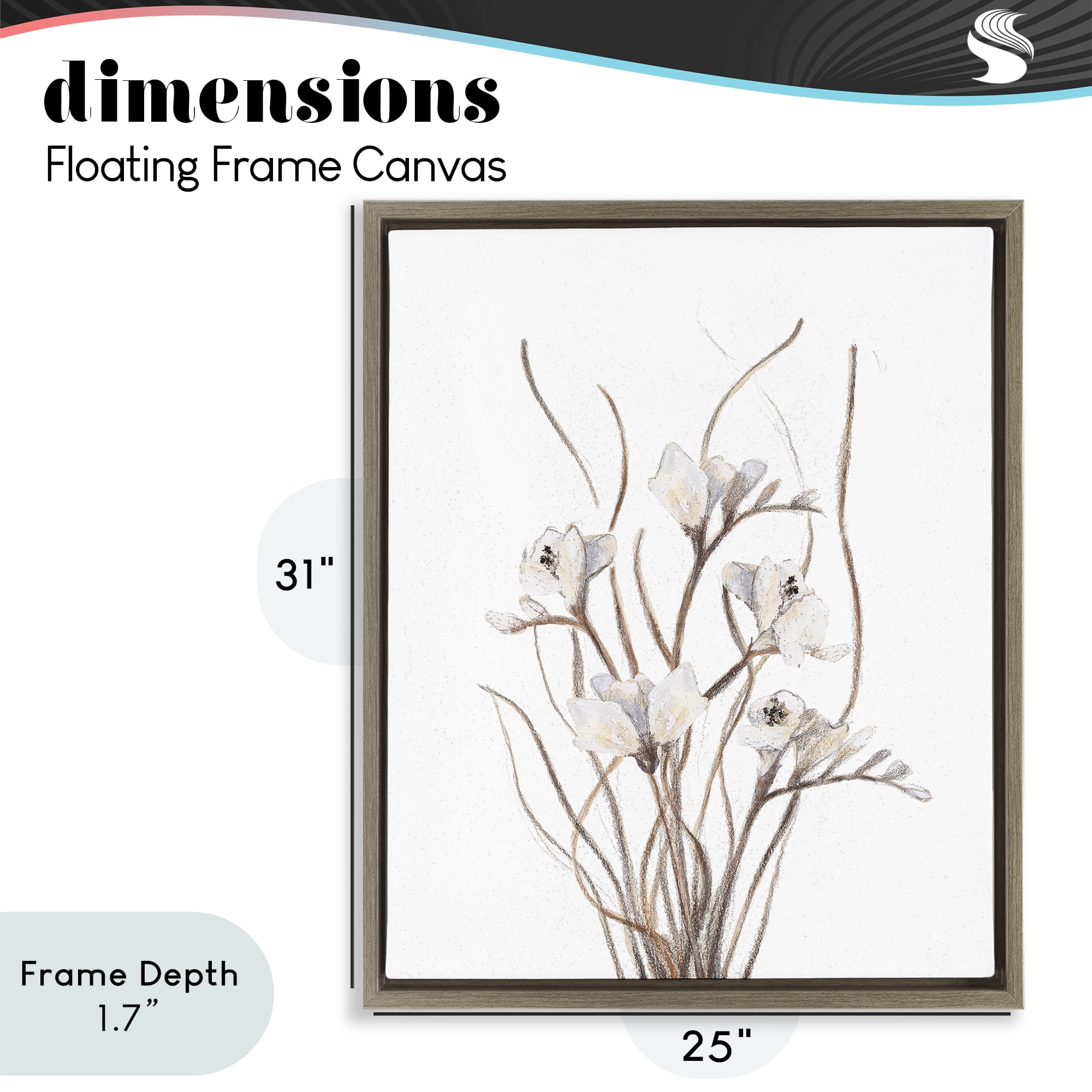 Stupell Industries Curly Branches on White Brown Framed Floater Canvas Wall Art, design by Lanie Loreth