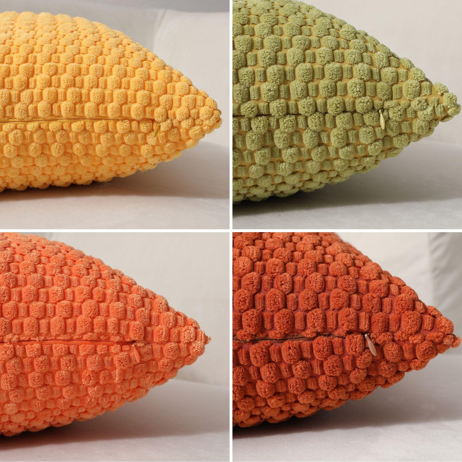 4-Piece Sofa Pillow Cover Set 20x20/18x18 inches, Soft Neutral Color Decorative Cushion Covers, Bohemian Corduroy Square Modern Pillowcases, Suitable for Sofa Living Room Bedding