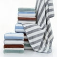 thumbnail image 2 of 3PCS Striped Coral Terry Bath Towels, Premium Microfiber 100% Cotton Striped Towels, Bath & Shower Towels, Face Towels(Blue), 2 of 5
