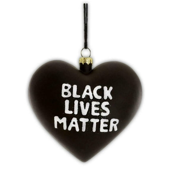 Large BLACK LIVES MATTER Heart Glass Christmas Ornament, by Cody Foster & Co.