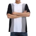 thumbnail image 1 of YDLCAFD Mens Fashion Casual Knit Lapel Short Sleeve Striped Color Block T Shirt Jacket Tops, 1 of 9
