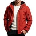 thumbnail image 2 of Mens Rain Jacket Lightweight Solid Color Windproof And Waterproof Zipper Parka Coat Athletic Coat Hooded Outwear Winter Fall Outerwear with Pockets, 2 of 6