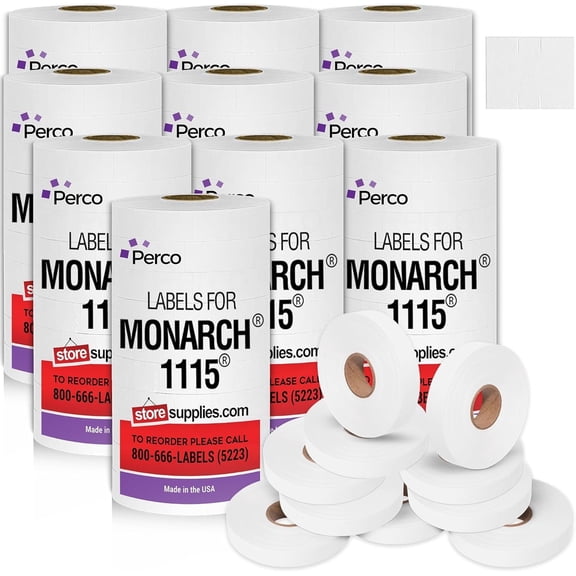 Pricing Labels for Monarch 1115 White - 150,000 labels w/ 100 Rolls Value Pack, 10 Sleeves - Made in USA