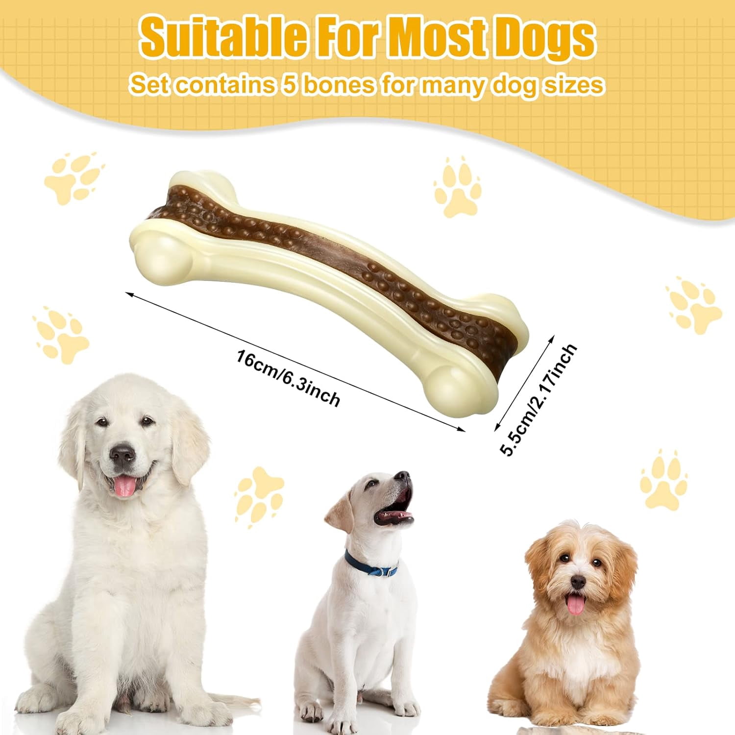 General Dog Toys for Aggressive Chewers Indestructible Nylon Dog Bones Beef Flavor Teething Chew Toys Bones for Large Puppies(XL)