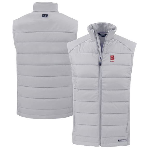 Men's Cutter & Buck Gray NC State Wolfpack Evoke Hybrid Eco Softshell Recycled Full-Zip Vest
