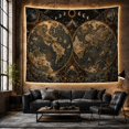 thumbnail image 6 of Antique Double Map with Sun and Moon, Adventurous Vintage Travel Style for Map Lovers, Antique Map Decor, Housewarming Gift, Tapestry Wall Hanging for Study Room and Office, 6 of 7