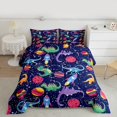 thumbnail image 2 of Homewish Colorful Cartoon Dinosaur Full Size Comforter Sets,Rocket Pattern Bedding Comforter Set,Constellation Print Galaxy Planet Bedding Sets For Boy,Microfiber Bedroom Decor Reversible,3-Piece, 2 of 8