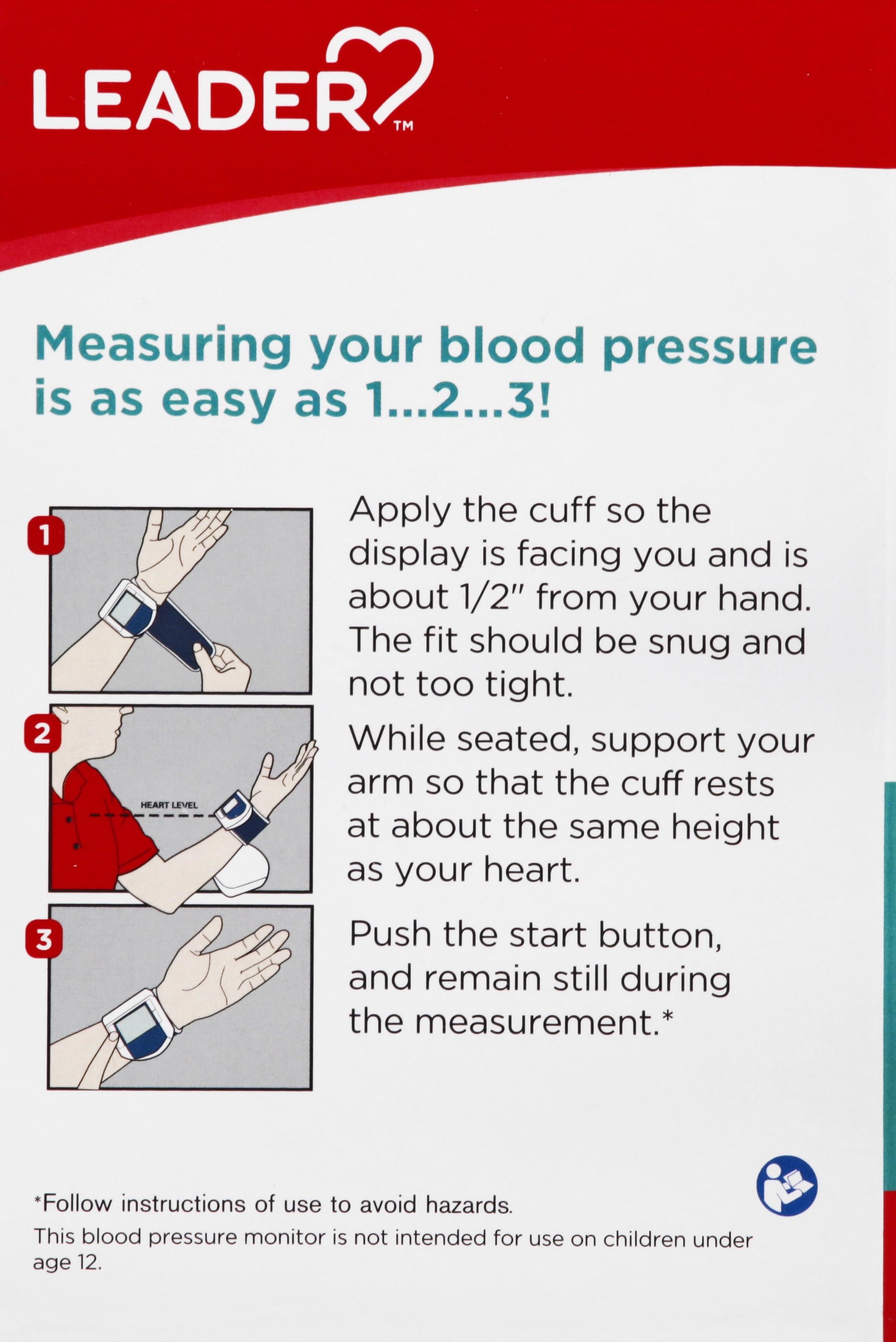 Leader Blood Pressure Wireless Monitor, Wrist, 1ct