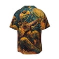thumbnail image 6 of Lsque Starry Night Guitar Turtle print Men's Cuban Collar Short Sleeve Shirt Summer Beachwear Casual Button Down Fashionable Vacation Leisure Shirt-Medium, 6 of 7