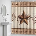 thumbnail image 5 of Western Texas Star Shower Curtain for Bathroom Decor, Vintage Rust Red Star Berry Beige Wood Grain Waterproof Fabric Shower Curtain, 54"x78" Set with 12 Hooks, 5 of 9