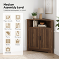 thumbnail image 4 of Smuxee Farmhouse Corner Bathroom Storage Cabinet, Freestanding Triangle Linen Organizer Cabinet with Barn Doors & Adjustable Shelves for Laundry Room,Walnut, 4 of 7