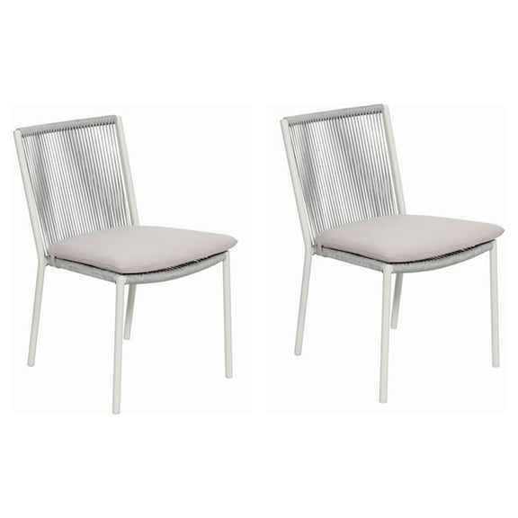 Seasonal Living Archipelago 18" Aluminum Dining Side Chairs in White (Set of 2)
