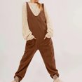 thumbnail image 2 of Puntoco Pants for women Womens Corduroy Overalls Adjustable Straps Baggy Bib Corduroy Jumpsuit Casual Corduroy with Pockets Brown L(L), 2 of 9