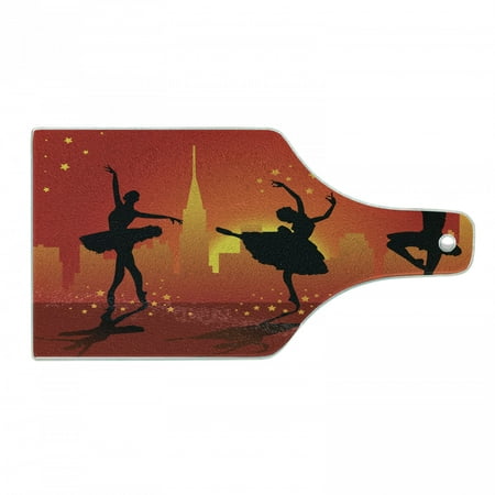 

Ballet Cutting Board Ballerinas Dancing with Stars in Front of Urban Buildings City Scenery Decorative Tempered Glass Cutting and Serving Board in 3 Sizes by Ambesonne